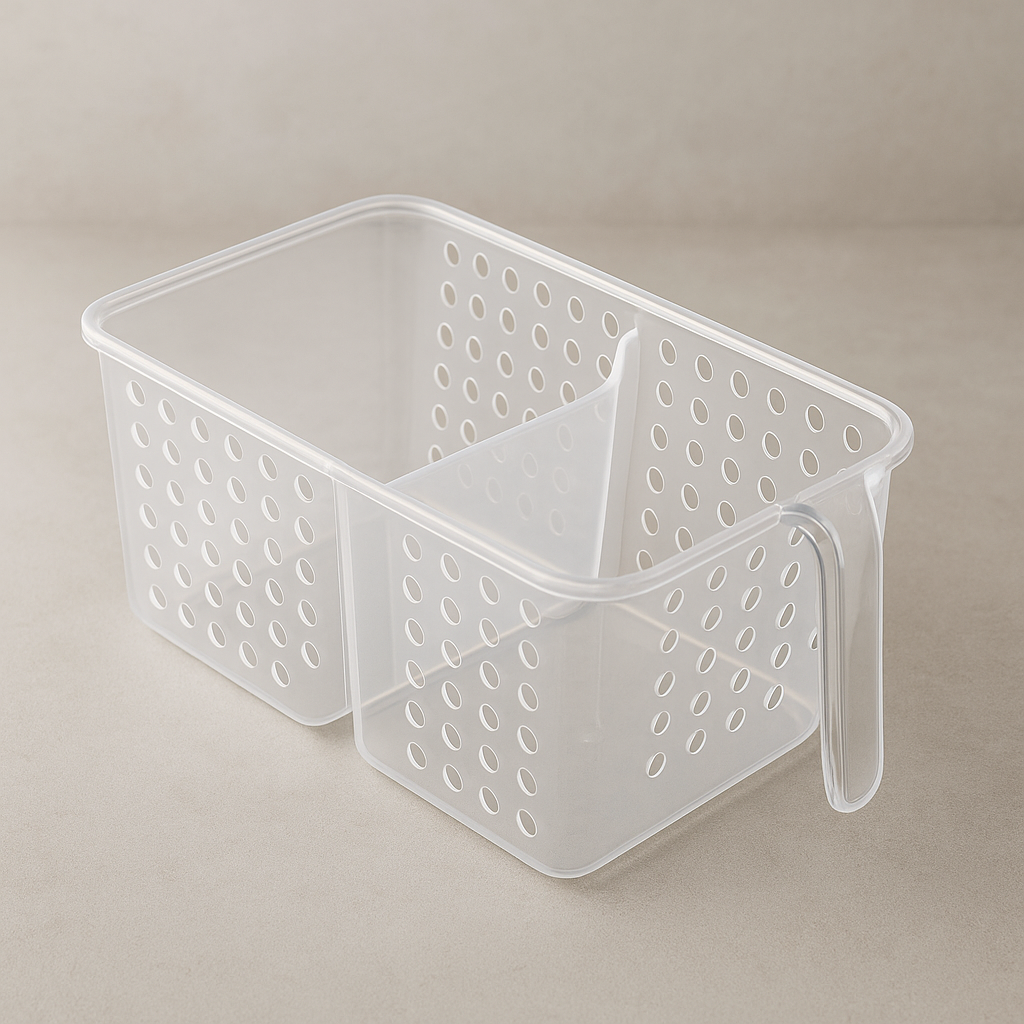Organizador de Acrílico com Alça e Divisória 34x19x14 cm