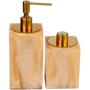 Jogo de Banheiro de Resina Quadratta Honey Gold 02 Peças