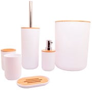Jogo de banheiro em bambu branco 06 peças