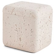 Pote em Poliresina Quadrado com Tampa Off White 09x09 cm