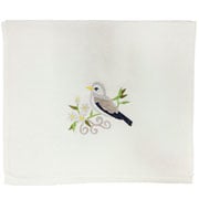 Toalha de Algodão Lavabo Pássaro Cinza e Branco 50x30 cm