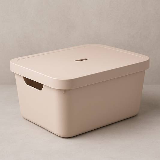 Caixa Organizadora Cube com Tampa Bege 46x36 cm