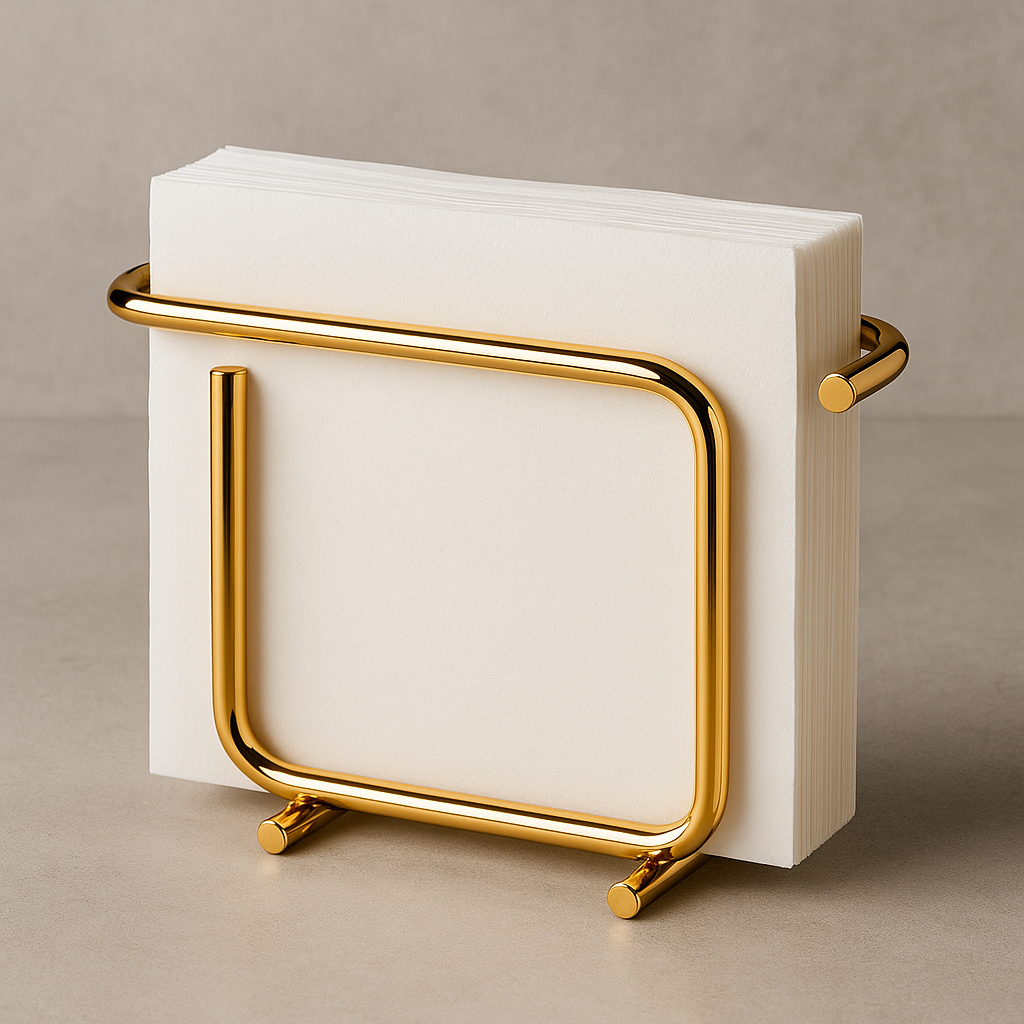 Porta Guardanapos de Aço Dourado Dimora Mediterranea 14x9,5 cm
