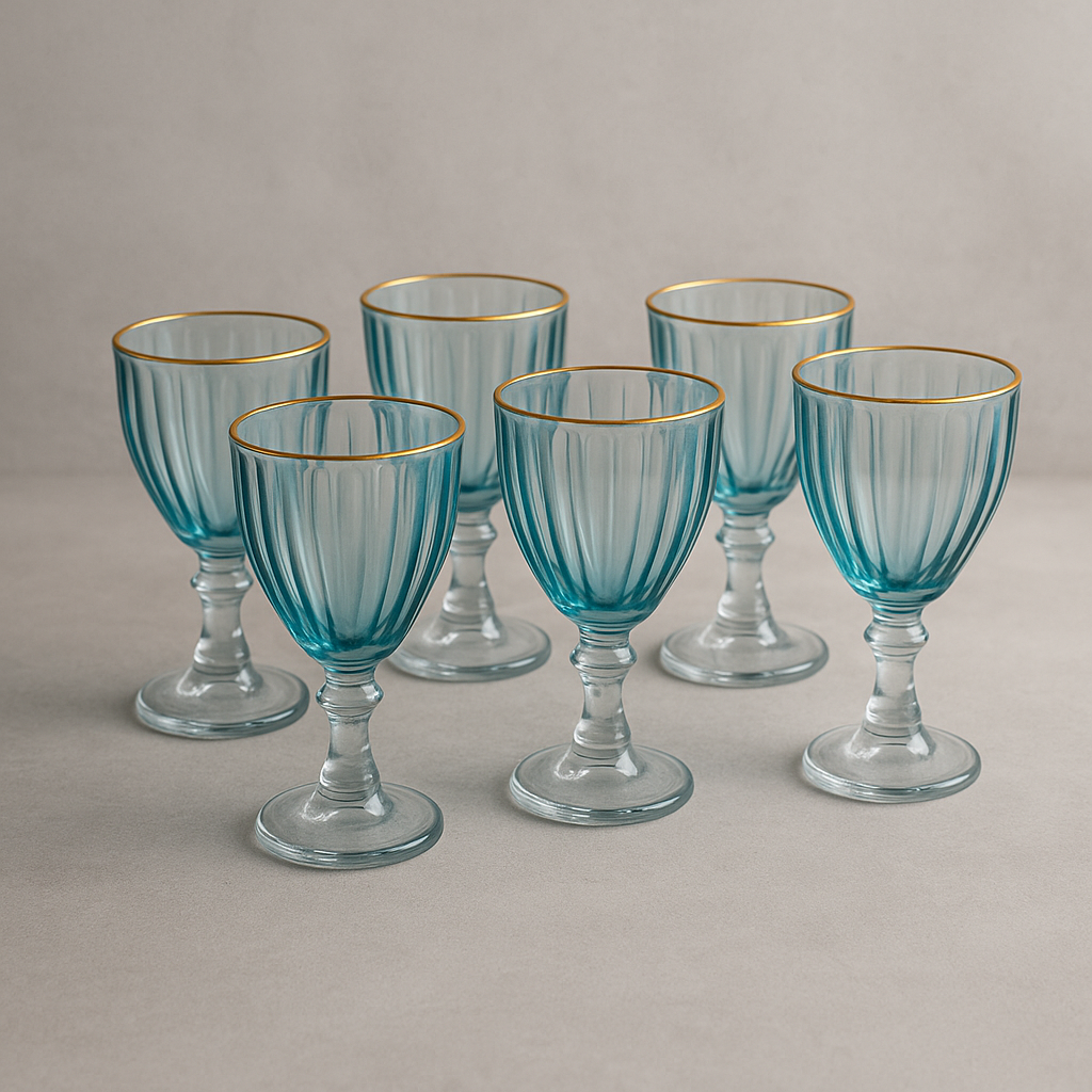 Jogo de Taças Dominic de Vidro Azul 55 ml 6 Peças