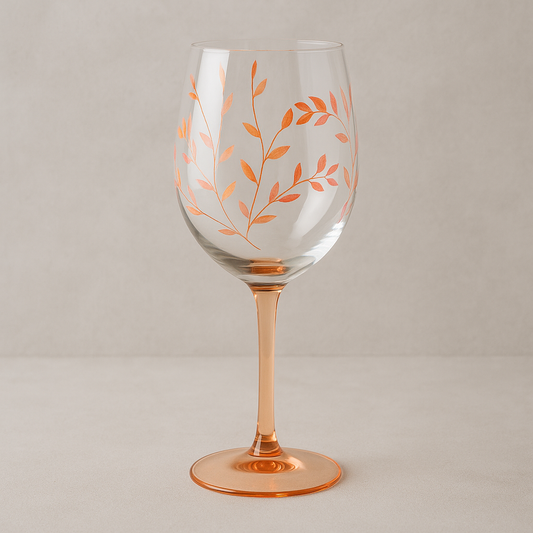 Taça de Vidro para Vinho Branco Folhas Laranja 420 ml
