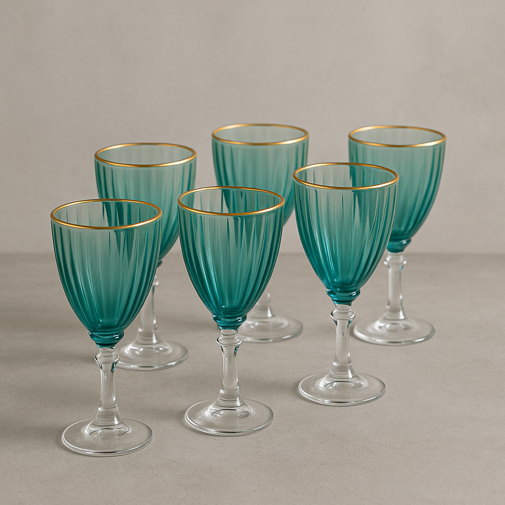 Jogo de Taças Dominic Verde com Filete Dourado 275ml