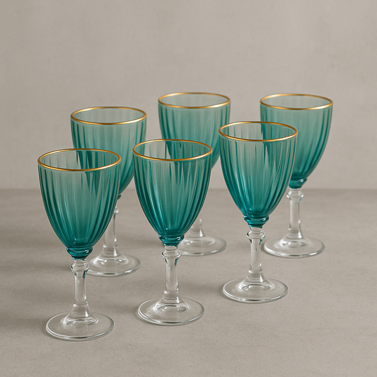 Jogo de Taças Dominic Verde com Filete Dourado 275ml