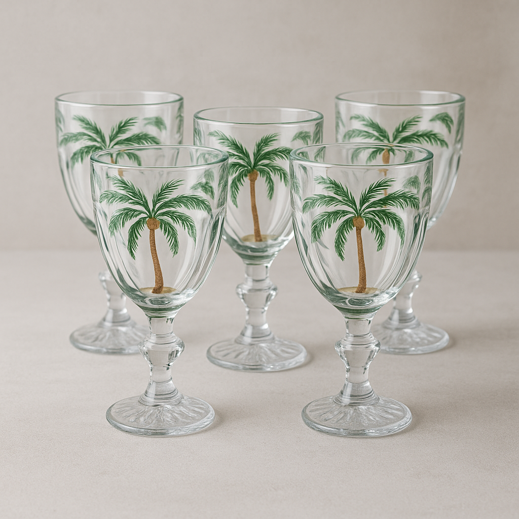 Jogo de Taças Palm Tree Handpaint 340ml 6 Peças