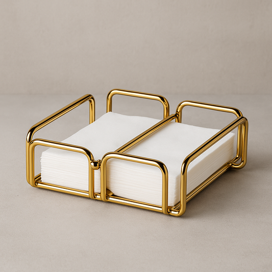 Porta Guardanapos de Aço Dourado Future 18cm