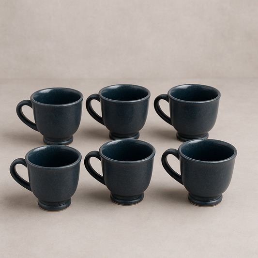 Jogo de Xícaras de Cerâmica Glaze Cinza 100ml 6 Peças