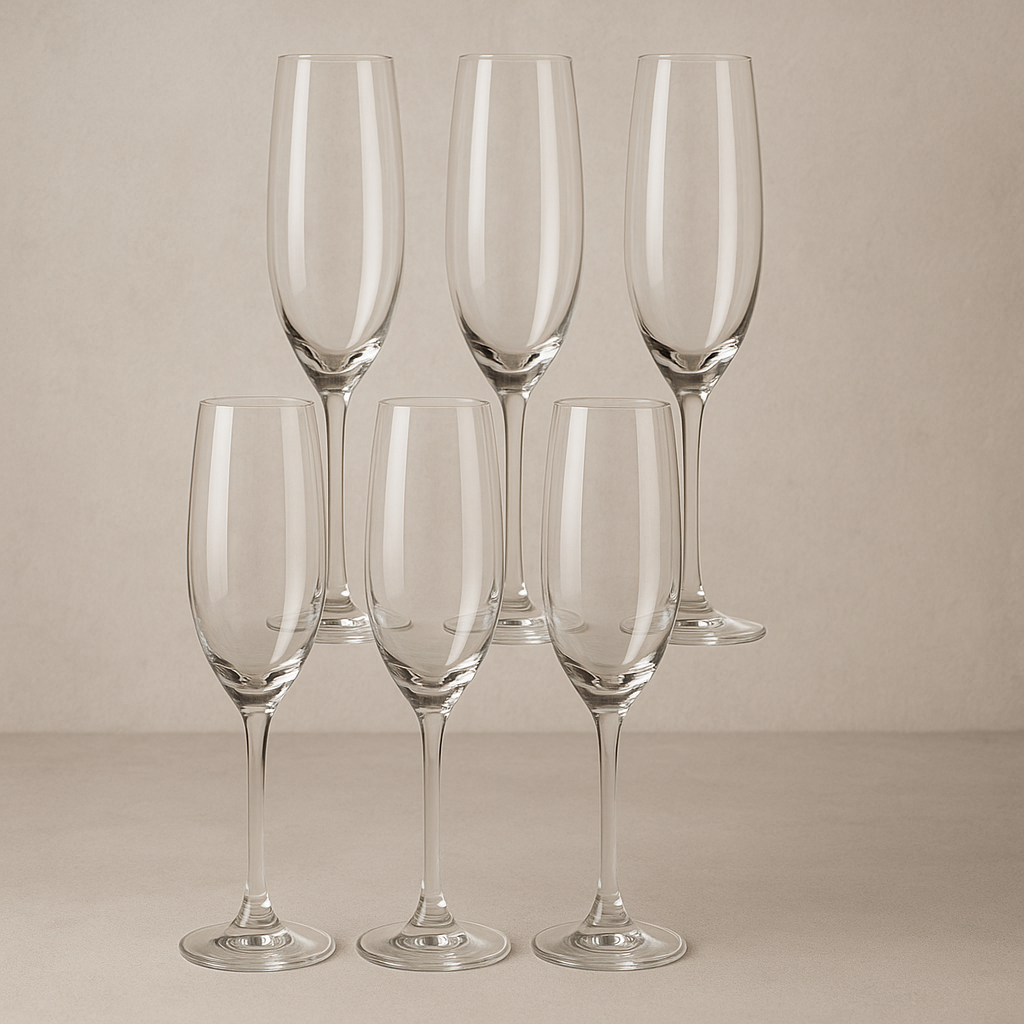 Jogo de Taças de Cristal Bohemia Champanhe 220 ml 06 peças