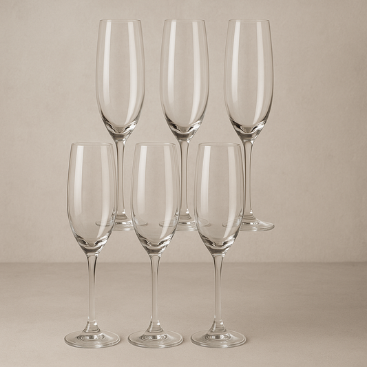 Jogo de Taças de Cristal Bohemia Champanhe 220 ml 06 peças
