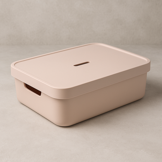 Caixa Organizadora Cube com Tampa Bege 45x35 cm