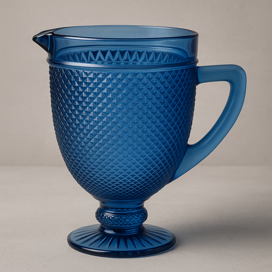 Jarra de Vidro Bico de Jaca Azul 1L
