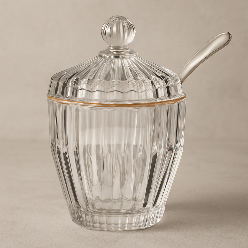 açucareiro de cristal imperatriz fio de ouro 15x07 cm