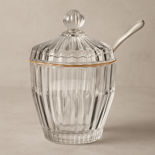 açucareiro de cristal imperatriz fio de ouro 15x07 cm
