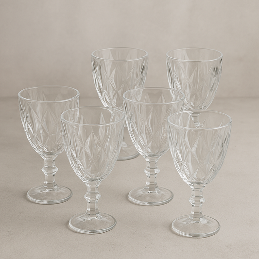 Taças de Vidro Diamond 320ml para Vinho e Água