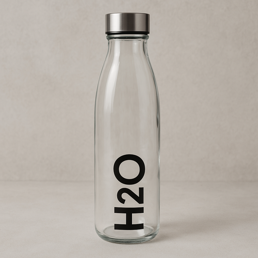 Garrafa de Vidro H2O com Tampa Inox 750ml