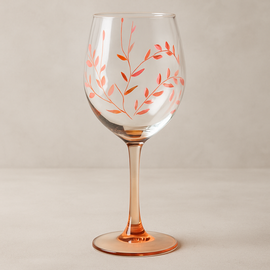 Taça de Vidro para Vinho Tinto Folhas Laranja 550 ml