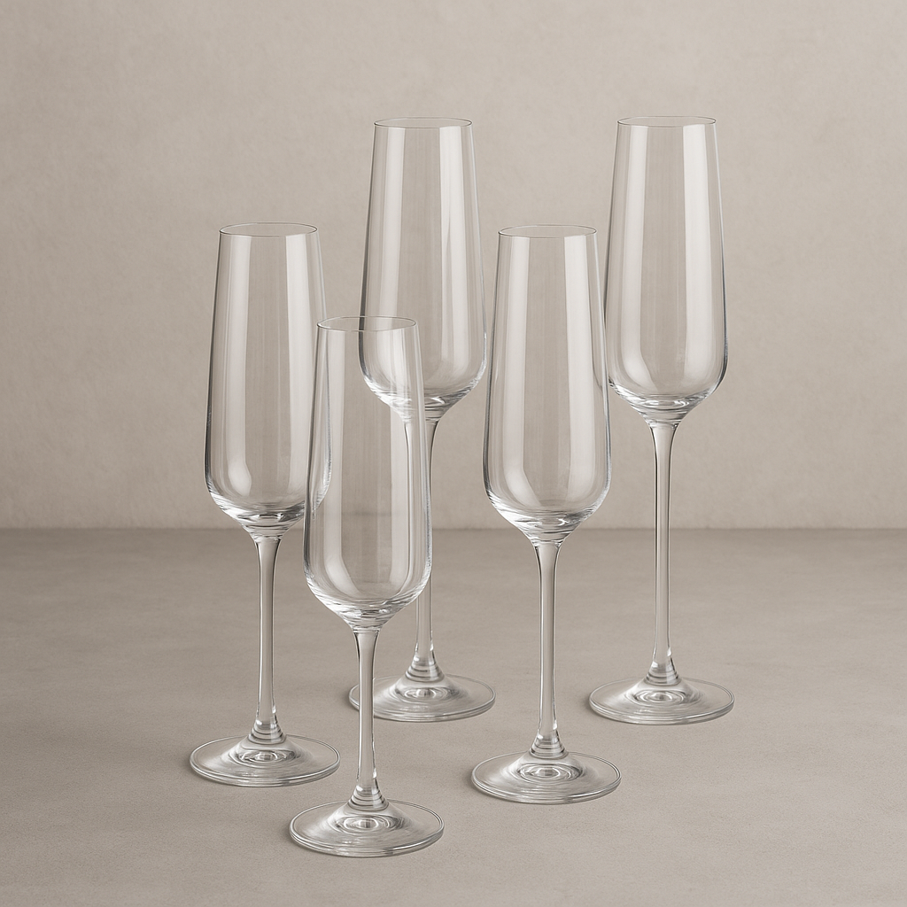 Jogo de Taças de Cristal Bohemia Corvus Champanhe 160ml 6 peças