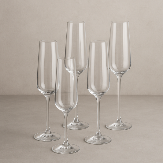 Jogo de Taças de Cristal Bohemia Corvus Champanhe 160ml 6 peças